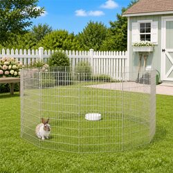 Galvanised Iron 12-Panel Pet Run Playpen for Small Animals