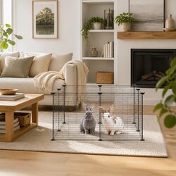 8-Panel Pet Cage Black 70x70x35 cm Small Animal Enclosure Playpen Exercise