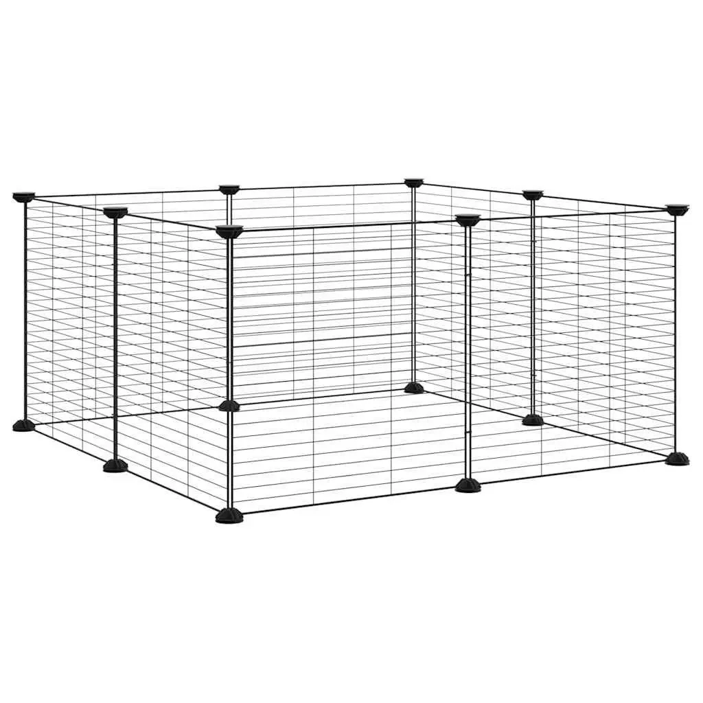 8-Panel Pet Cage Powder-coated Steel 70x70x35 cm Black
