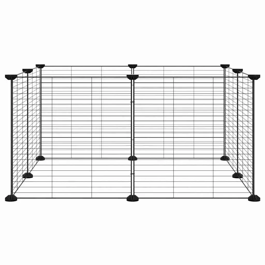 8-Panel Pet Cage Powder-coated Steel 70x70x35 cm Black