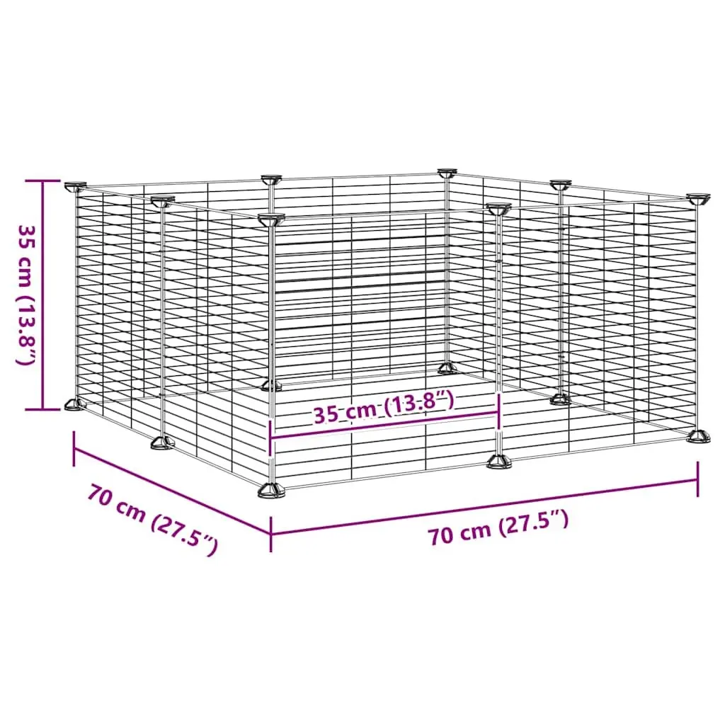 8-Panel Pet Cage Powder-coated Steel 70x70x35 cm Black