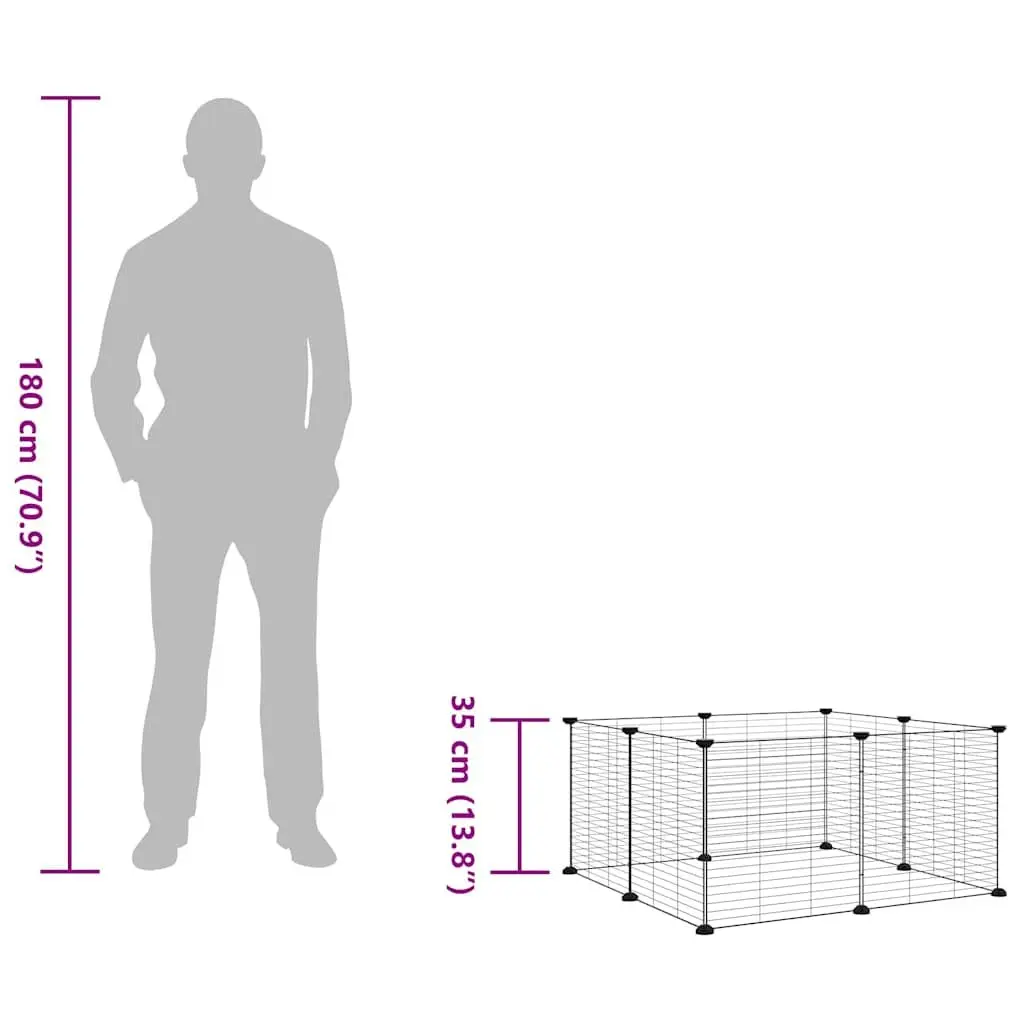8-Panel Pet Cage Powder-coated Steel 70x70x35 cm Black