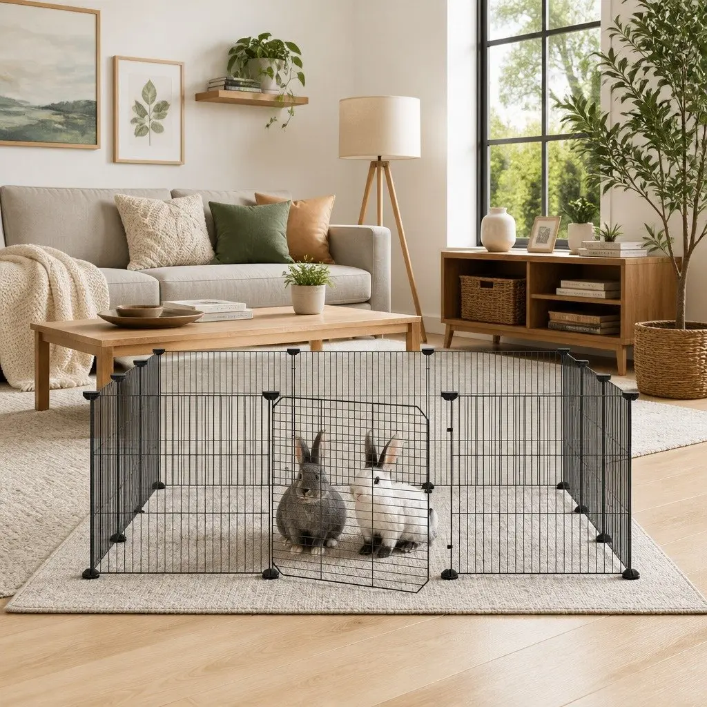 12-Panel Pet Cage with Door for Small Animals