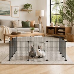 Sturdy 12-Panel Pet Cage with Door for Small Animals