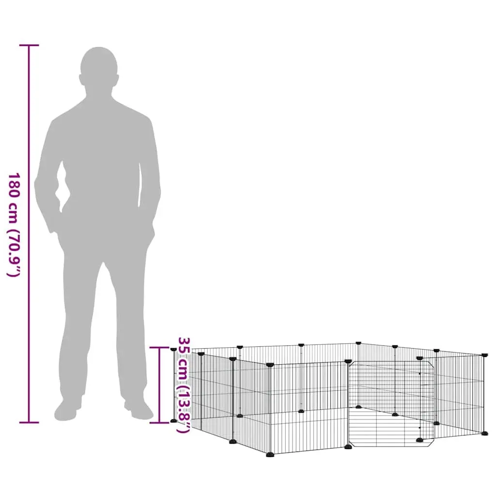 Pet Cage Powder-coated Steel 105 x 105 x 35 cm Black 12 Panel Enclosure