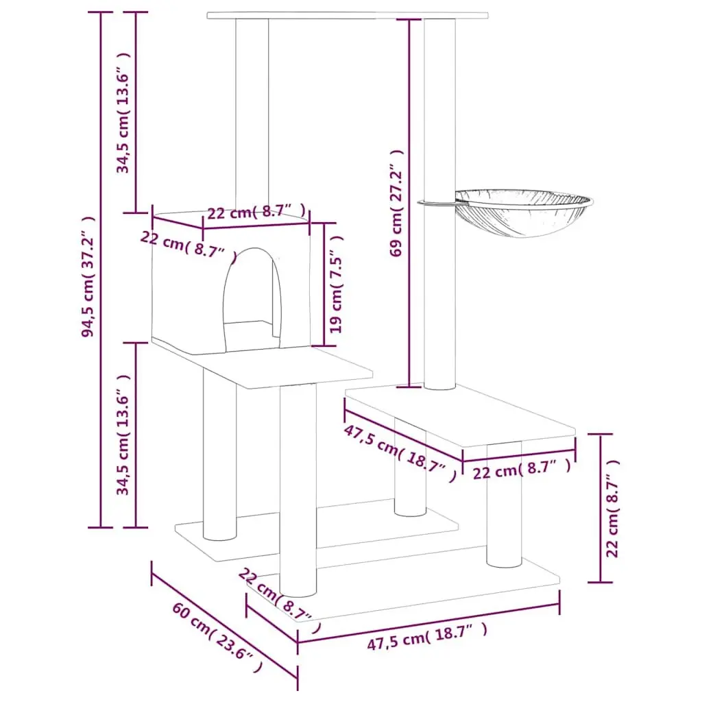 Cat Tree with Natural Sisal Posts and Platforms