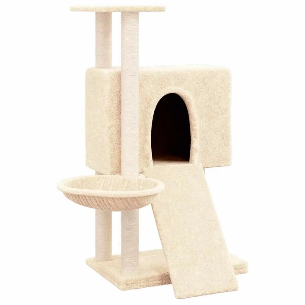Cream Cat Tree with Hammock, Ladder and Platform 96cm
