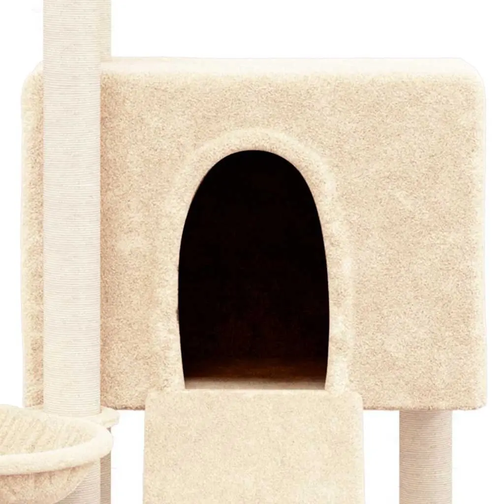 Cream Cat Tree with Hammock, Ladder and Platform 96cm