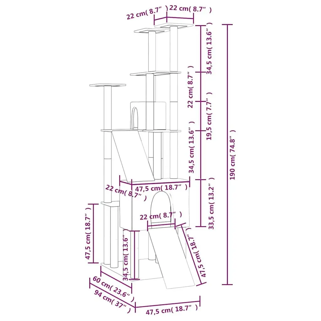 Multi-Level Cat Tree with Durable Scratching Posts