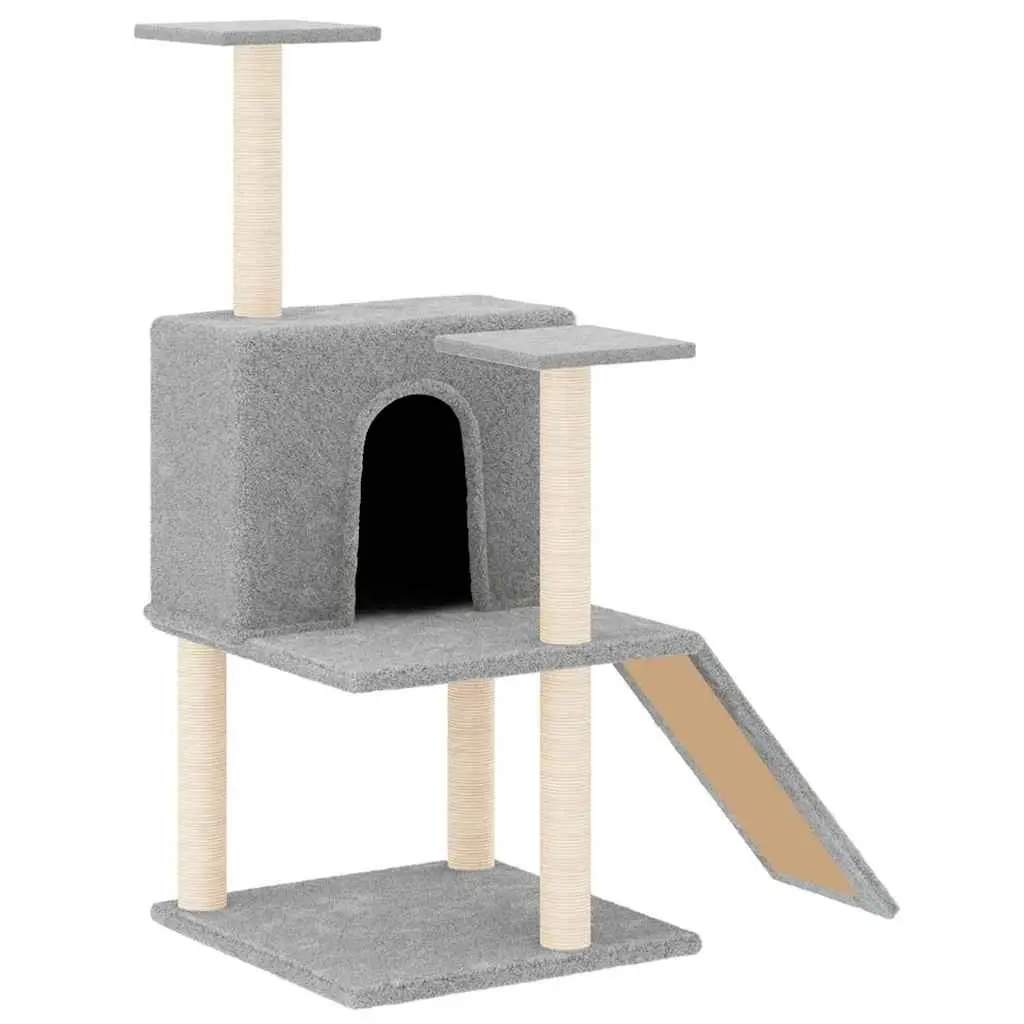 Grey Cat Tree with Durable Sisal Posts 109cm