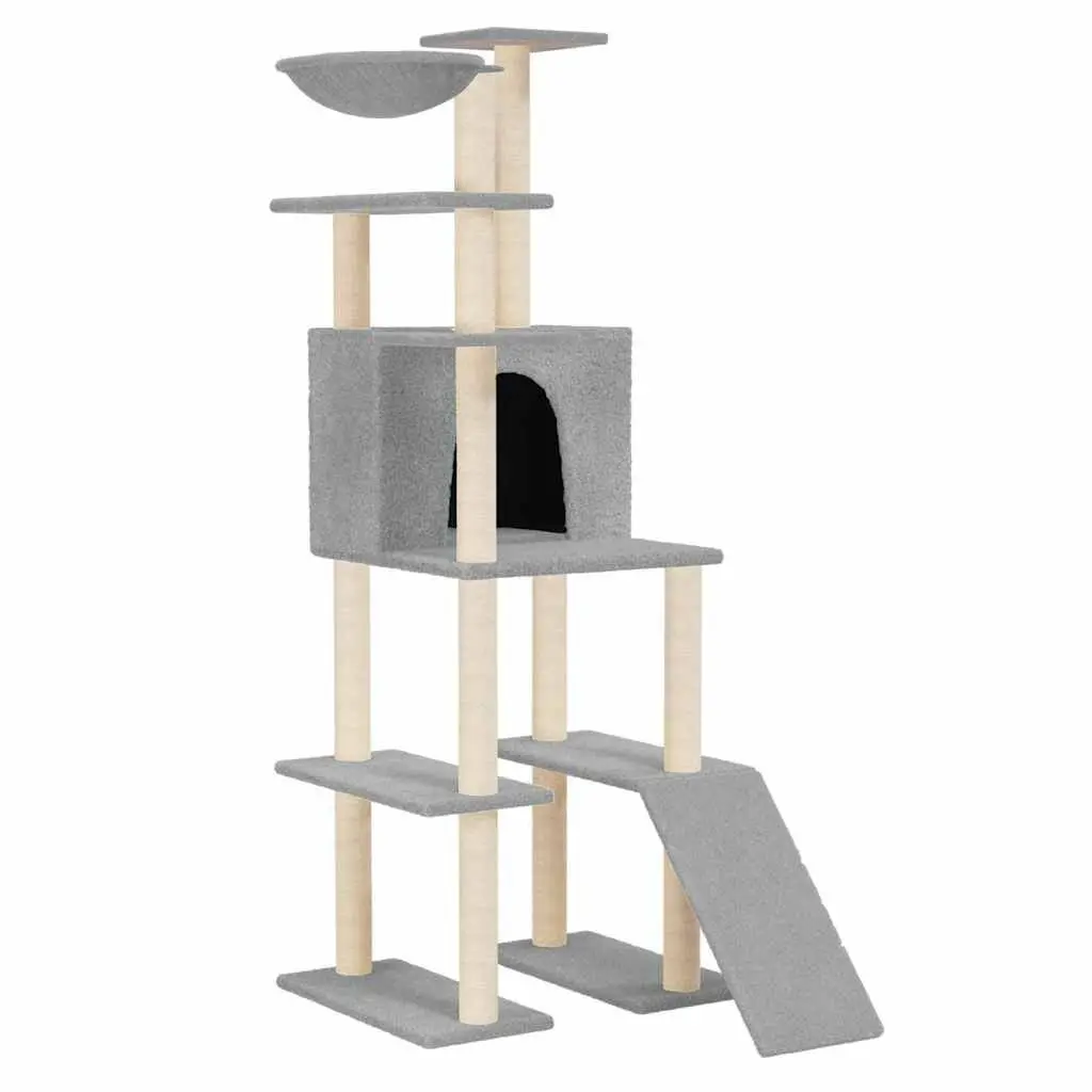 Grey Cat Tree with Sisal Scratching Posts