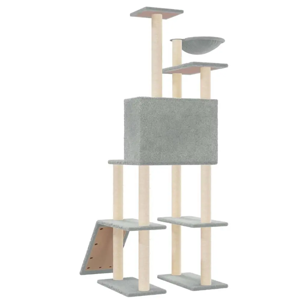 Grey Cat Tree with Sisal Scratching Posts