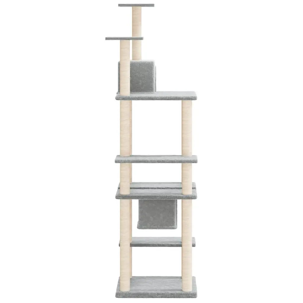 Cat Tree with Sisal Scratching Posts Multi-Level Houses Platforms 176cm Grey