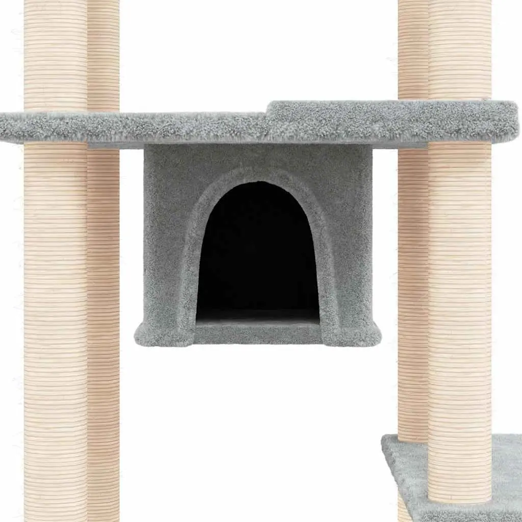 Cat Tree with Sisal Scratching Posts Multi-Level Houses Platforms 176cm Grey