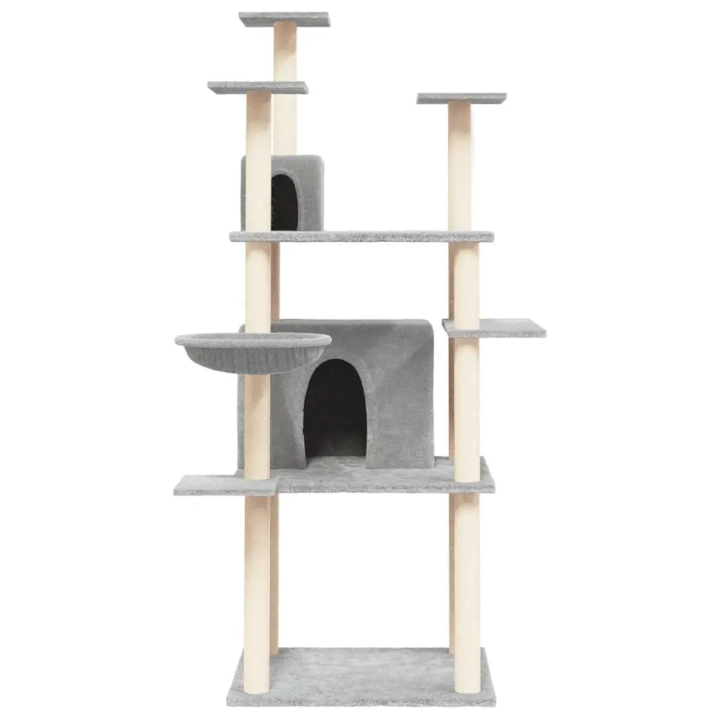 Grey Cat Tree with Multi-Level Platforms