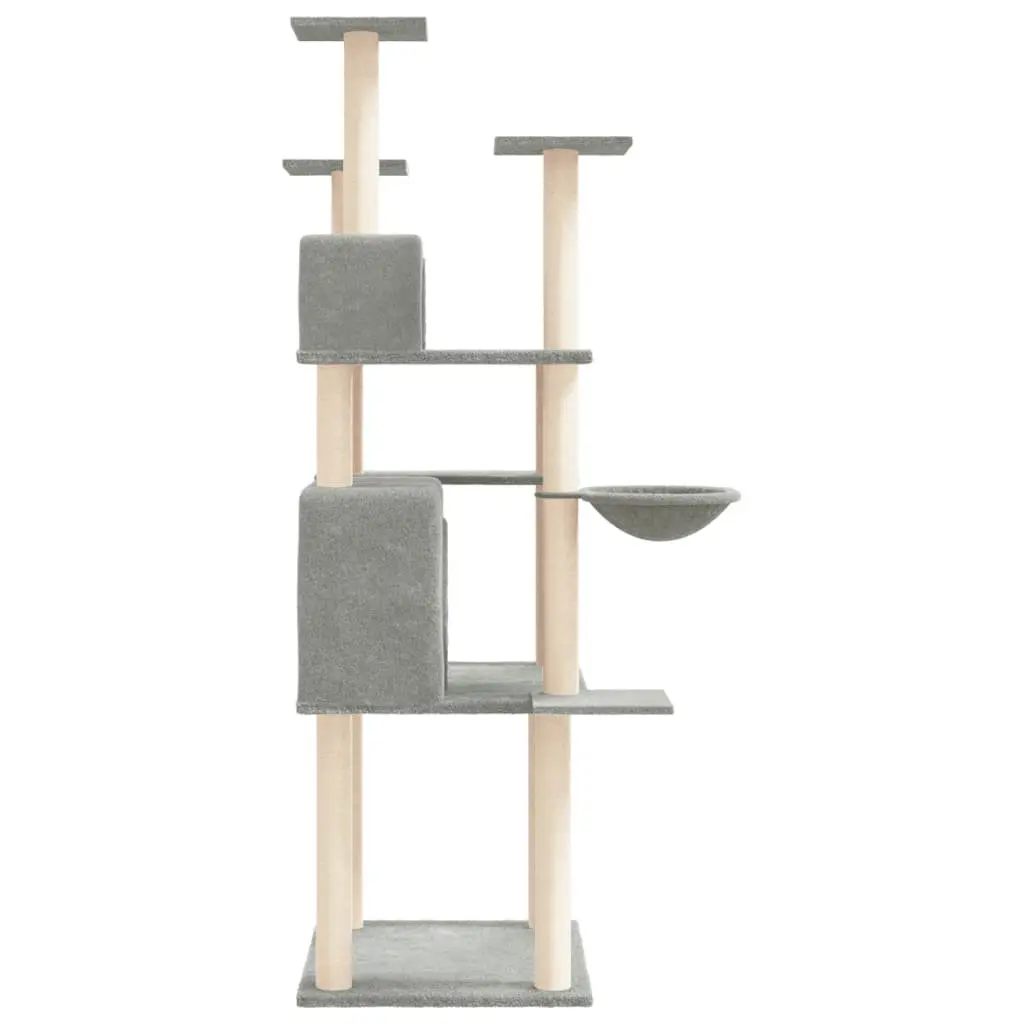 Grey Cat Tree with Multi-Level Platforms
