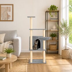 Cat Tree with Sisal Scratching Posts House Basket Platforms Multi-Level