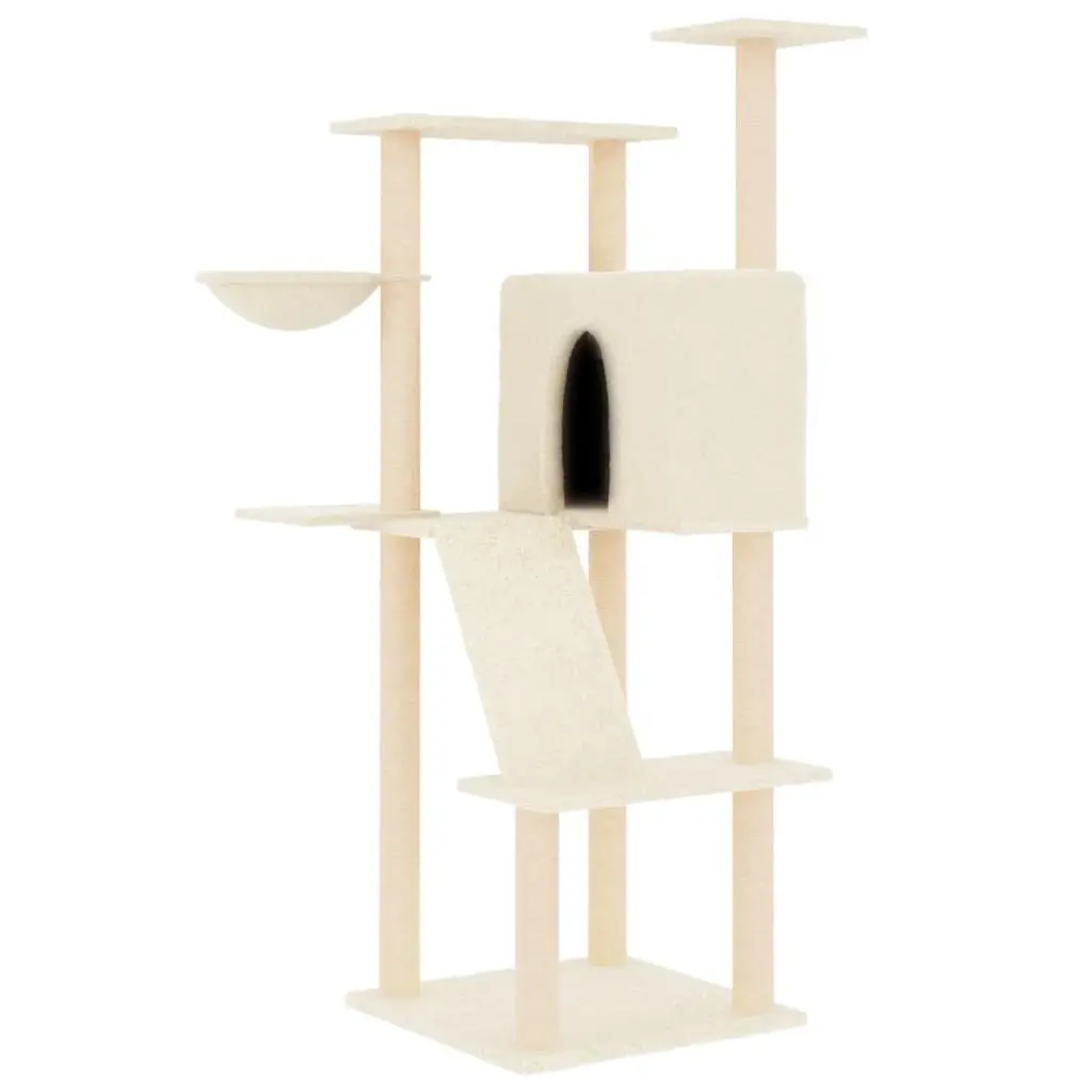 Cream Multi-Level Cat Tree with Scratch Posts and Platforms