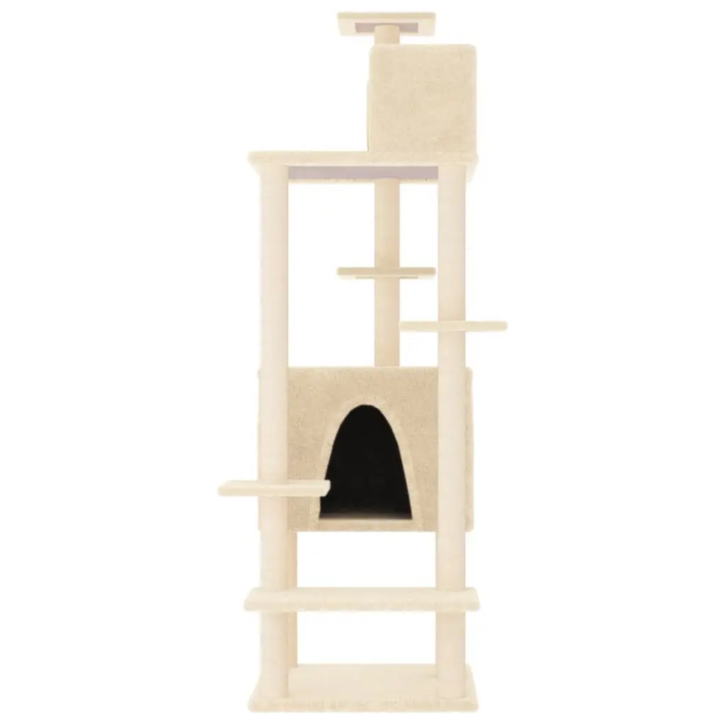 Cream Cat Tree with Durable Sisal Scratching Posts 154cm