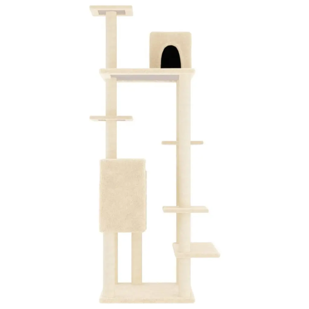Cream Cat Tree with Durable Sisal Scratching Posts 154cm