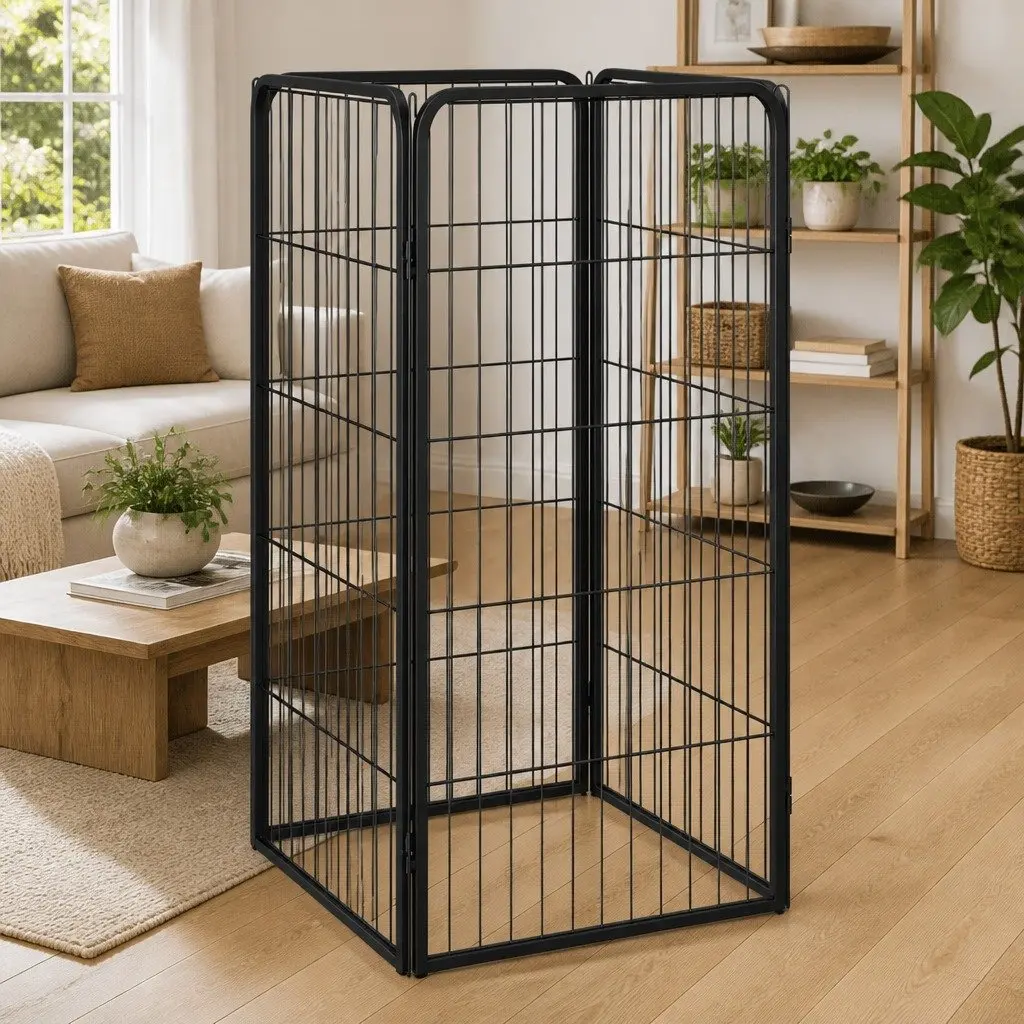 Dog Playpen Powder-coated Steel 50x100 cm Black 4 Panels