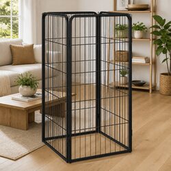 Black Dog Playpen with 4 Panels – 50x100 cm
