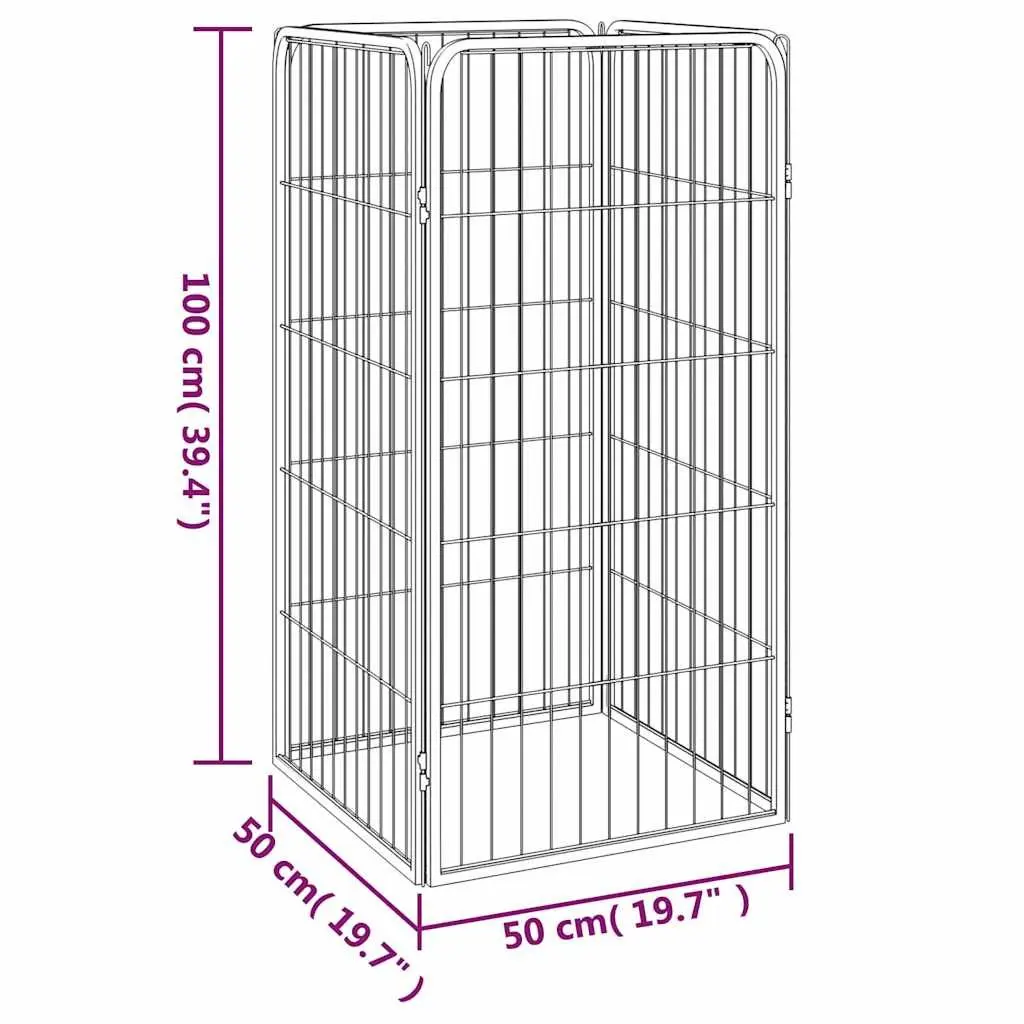Dog Playpen Powder-coated Steel 50x100 cm Black 4 Panels
