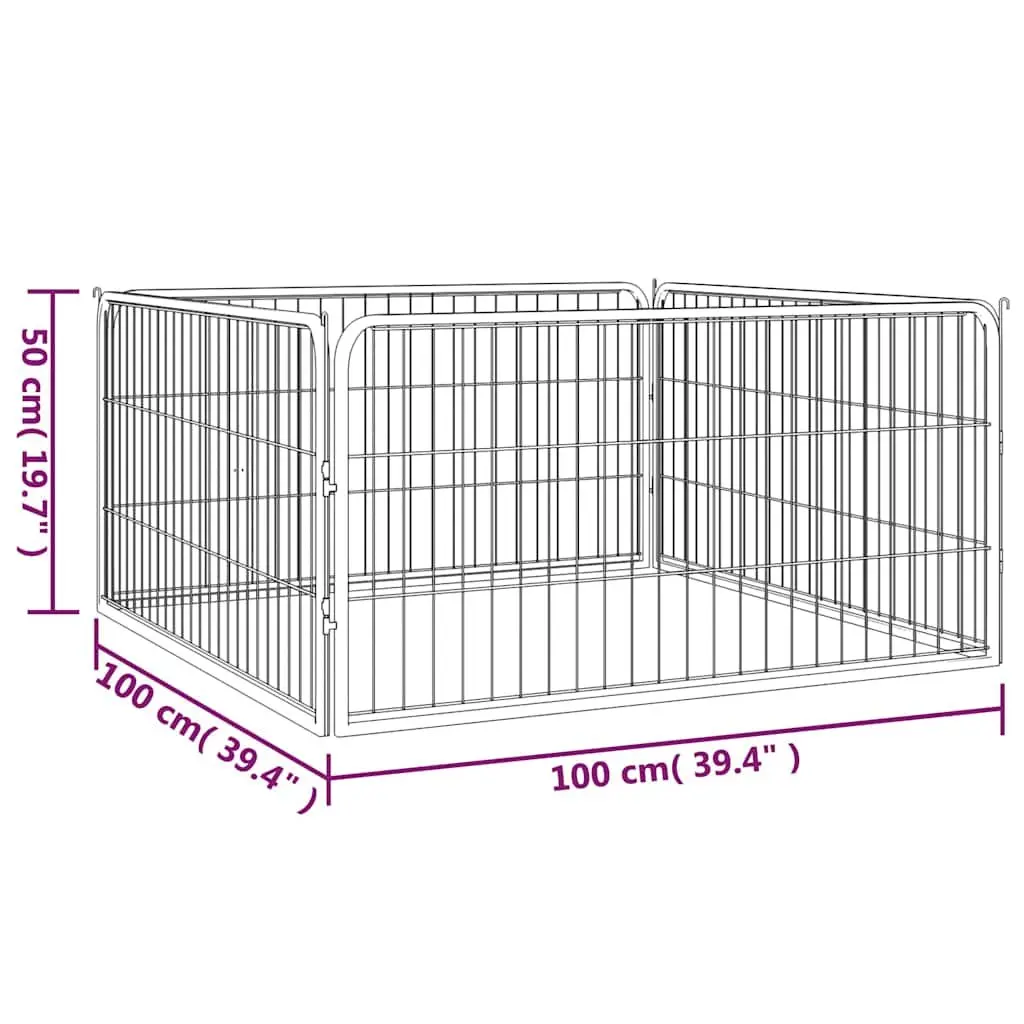 4-Panel Dog Playpen in Black 100x50 cm