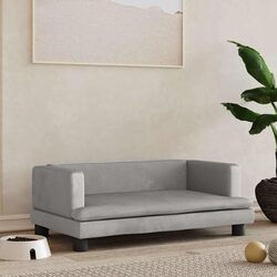 Durable Light Grey Dog Bed 80x45x30cm Velvet Sofa