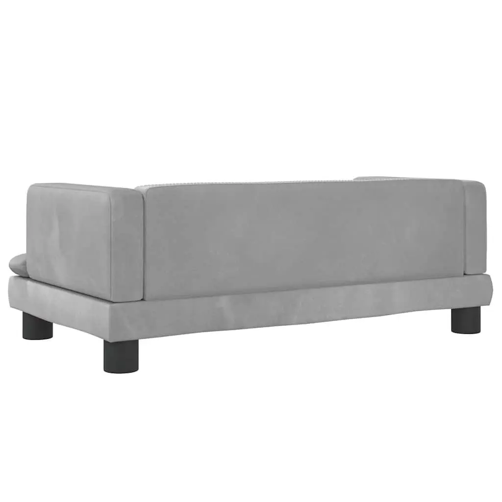 Dog Bed Velvet Light Grey 80x45x30cm Foam Pine Wood Frame
