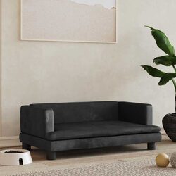 Premium Black Velvet Dog Bed 80x45x30 cm