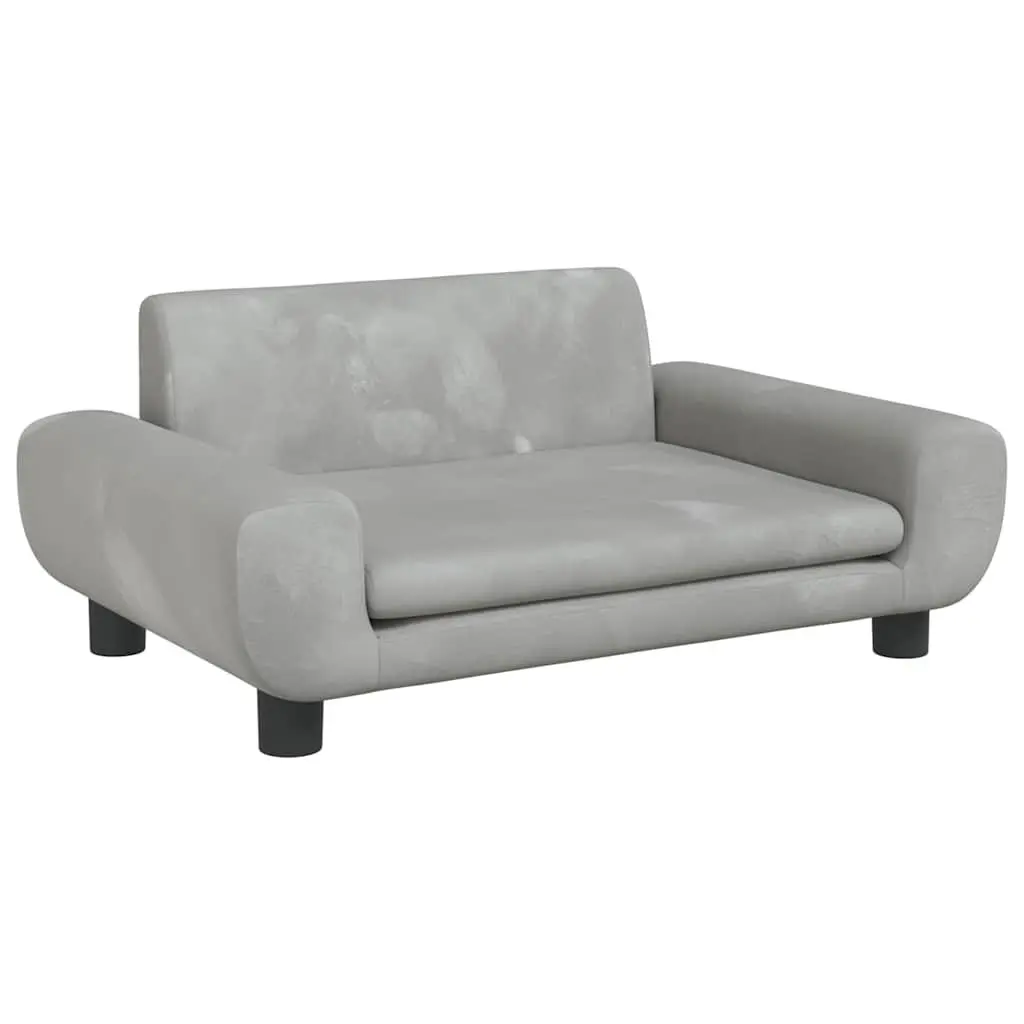 Dog Bed Velvet Light Grey 70 x 45 x 33 cm Foam Padded Couch