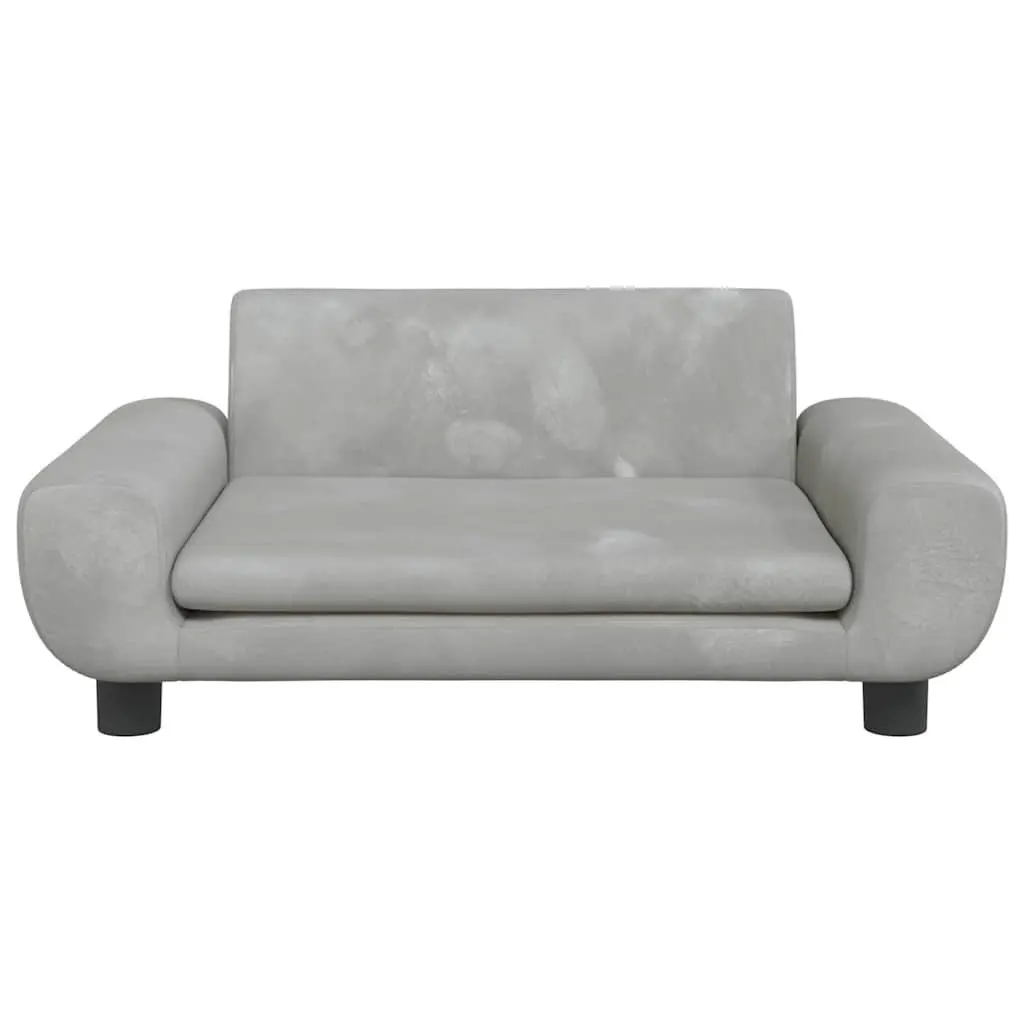 Dog Bed Velvet Light Grey 70 x 45 x 33 cm Foam Padded Couch