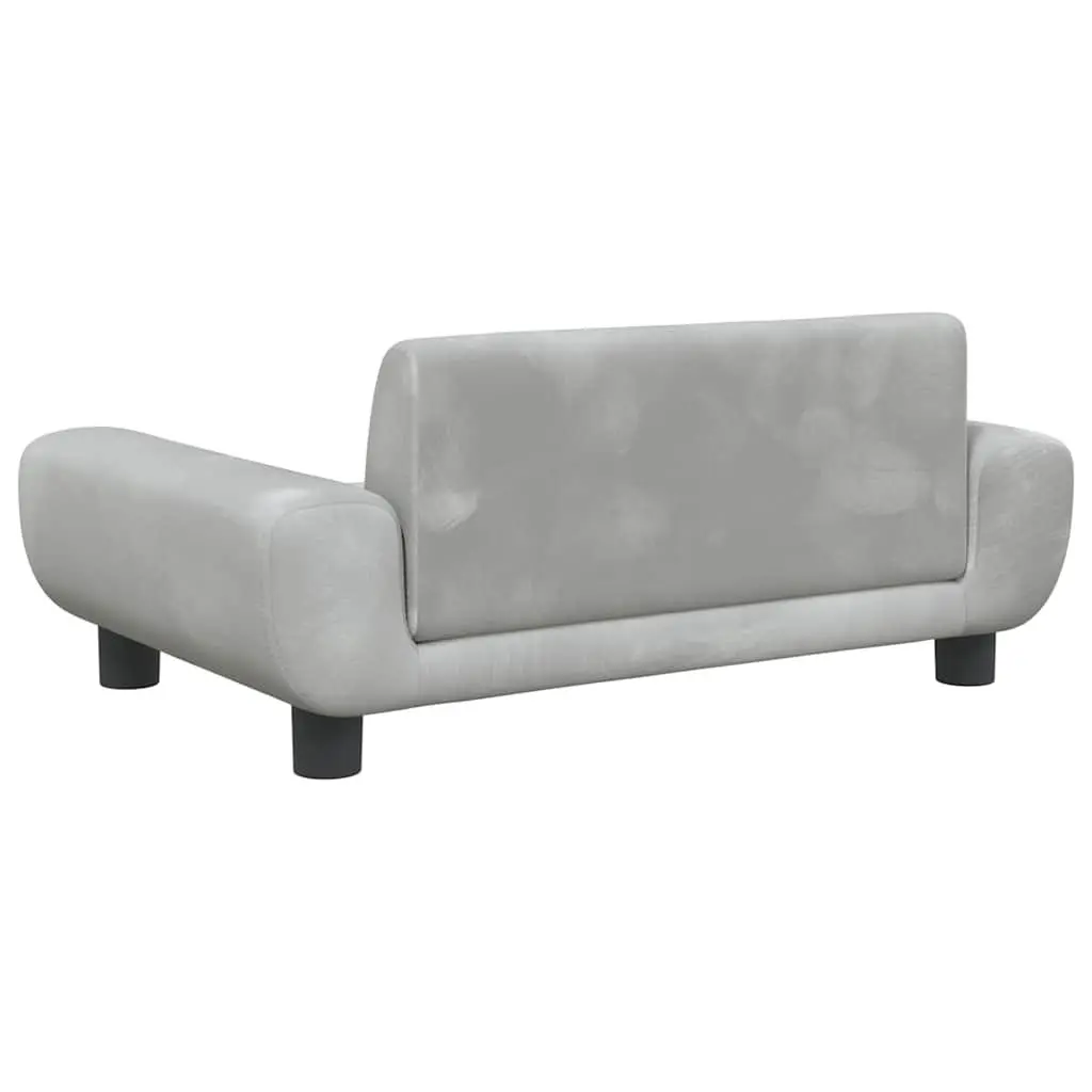 Dog Bed Velvet Light Grey 70 x 45 x 33 cm Foam Padded Couch