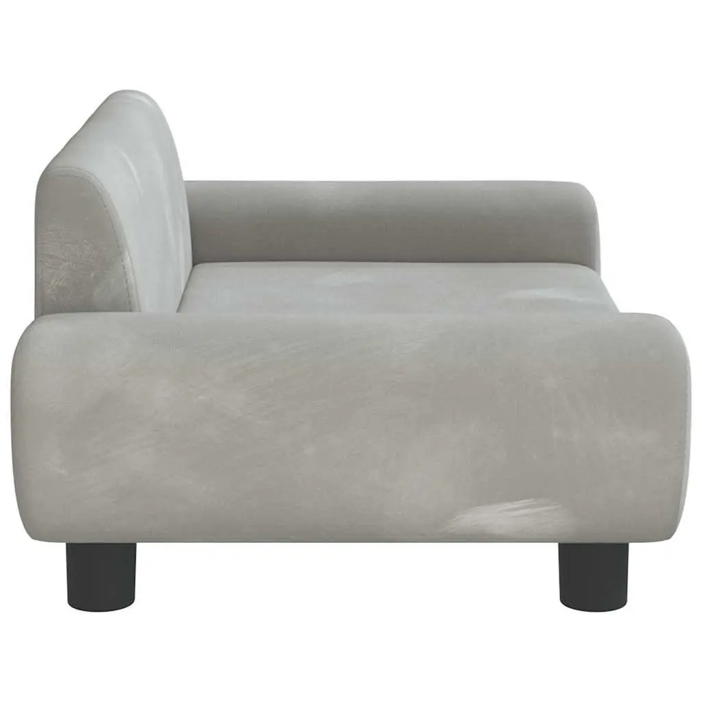 Dog Bed Velvet Light Grey 70 x 45 x 33 cm Foam Padded Couch