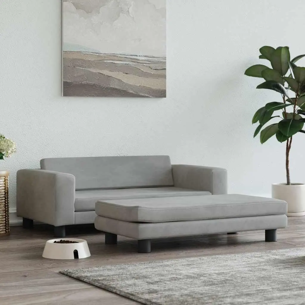 Dog Bed Velvet Light Grey 100 x 50 x 30 cm