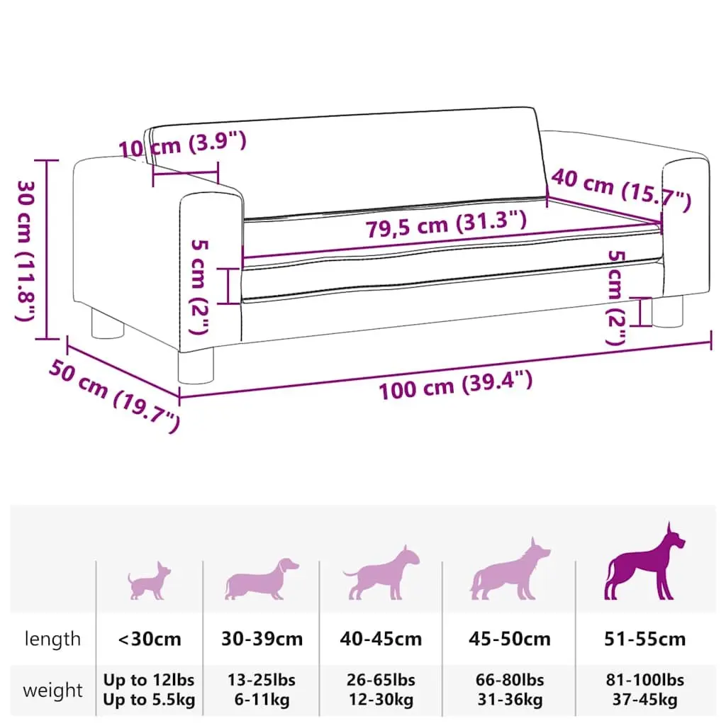 Dog Bed Velvet Light Grey 100 x 50 x 30 cm