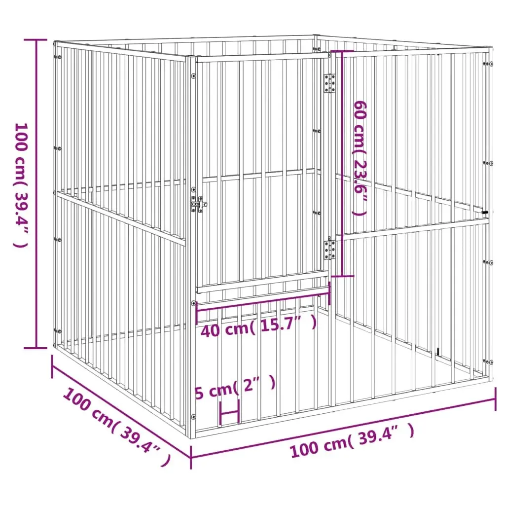 Dog Playpen Galvanised Steel 4 Panel Black Outdoor Pet Enclosure Exercise Pen