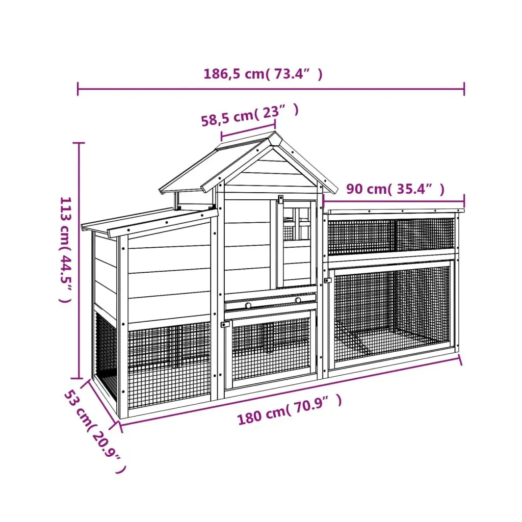 Solid Pine Wooden Chicken Coop with Nesting Box and Ramp