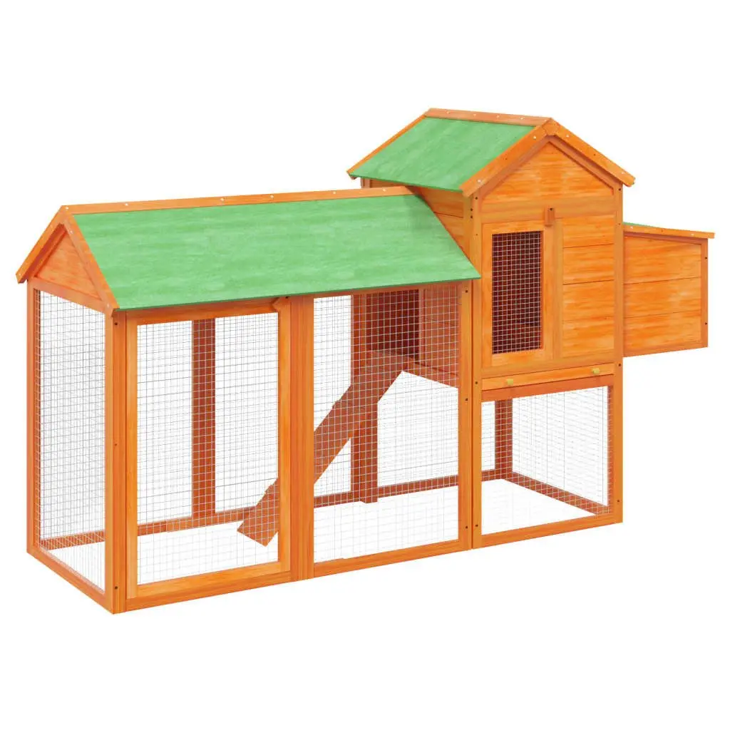Solid Pine Wood Chicken Coop with Nesting Box and Ramp