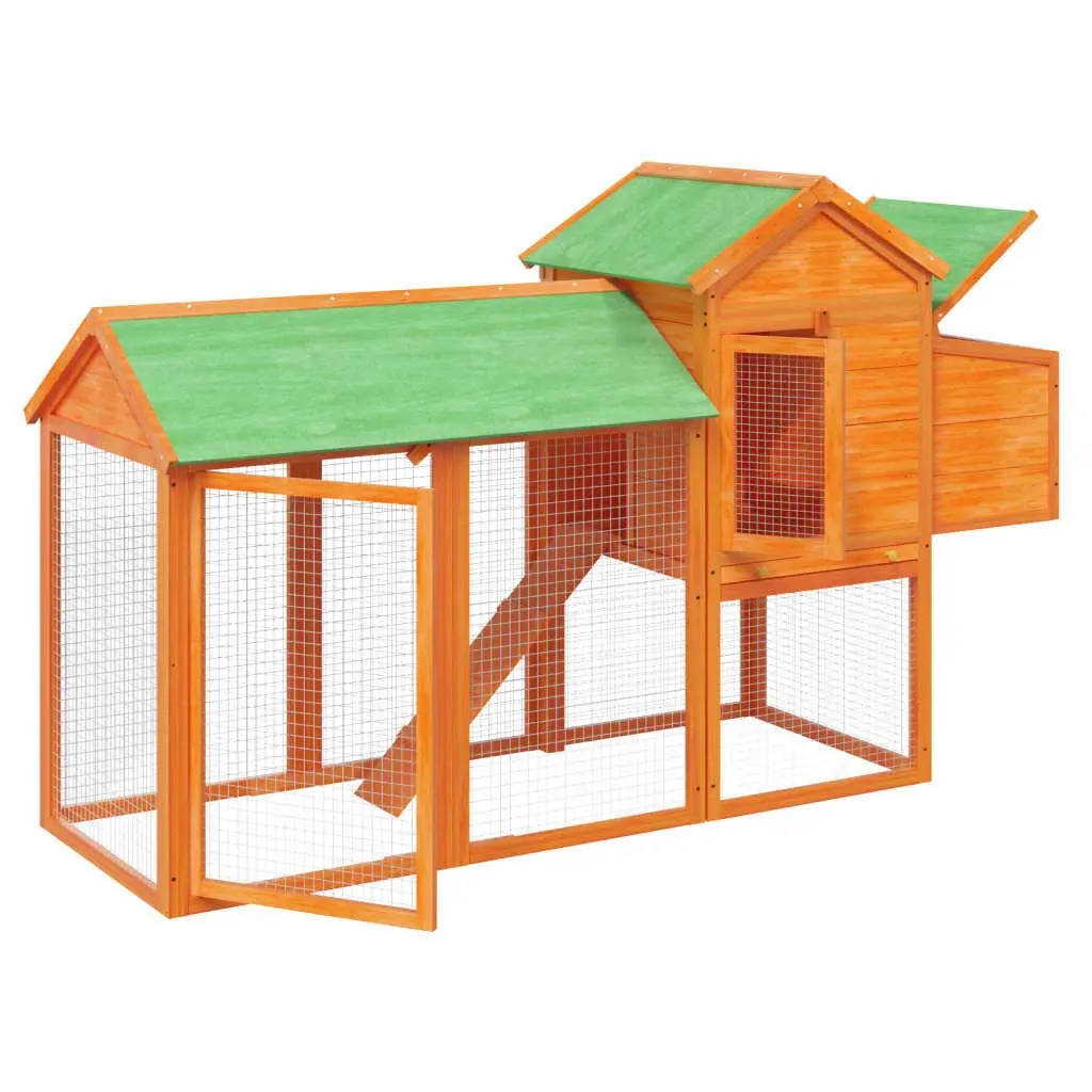 Solid Pine Wood Chicken Coop with Nesting Box and Ramp