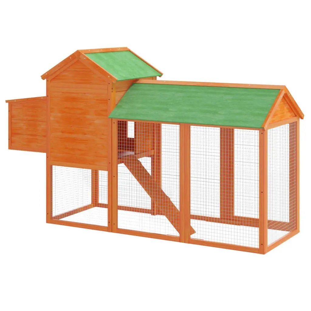 Solid Pine Wood Chicken Coop with Nesting Box and Ramp