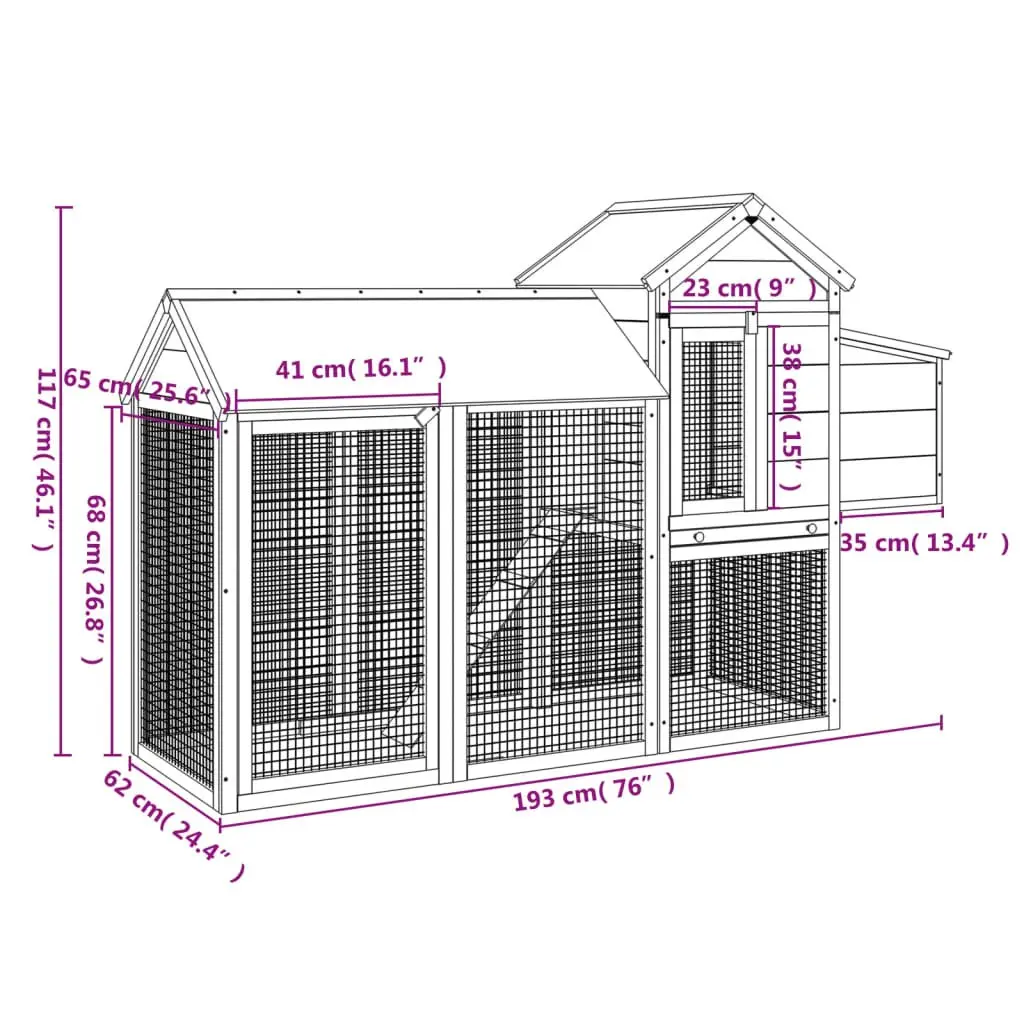 Solid Pine Wood Chicken Coop with Nesting Box and Ramp