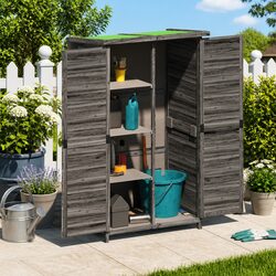 Solid Pine Garden Tool Shed with Rainproof Roof 83x57x140cm