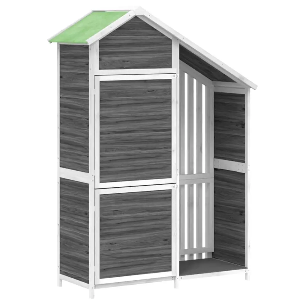 Grey Solid Wood Garden Tool Shed with Rainproof Roof