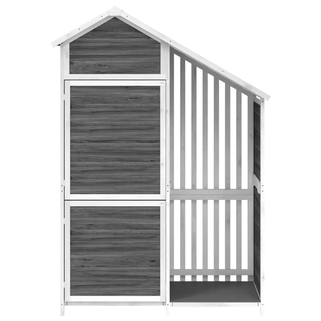Grey Solid Wood Garden Tool Shed with Rainproof Roof