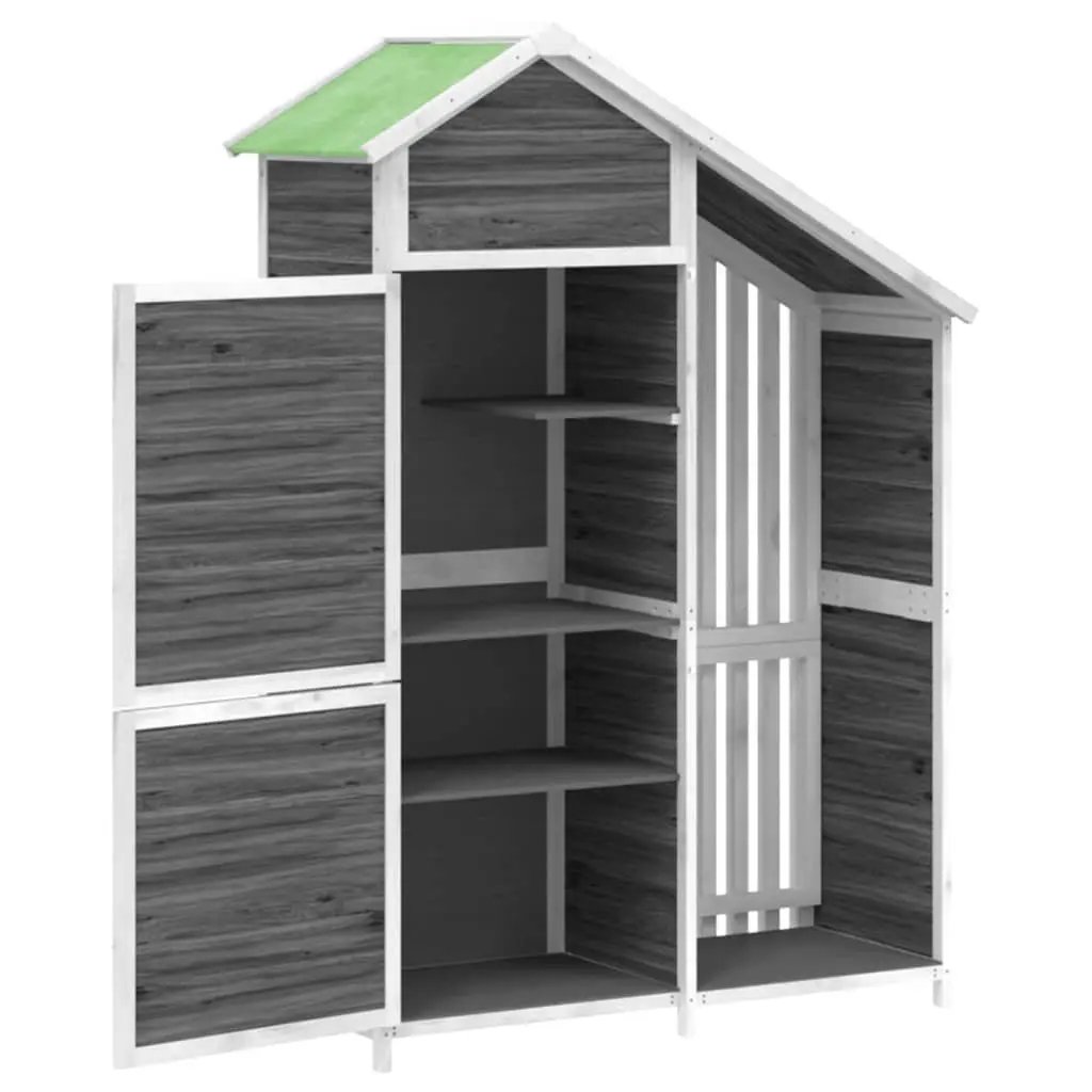Grey Solid Wood Garden Tool Shed with Rainproof Roof