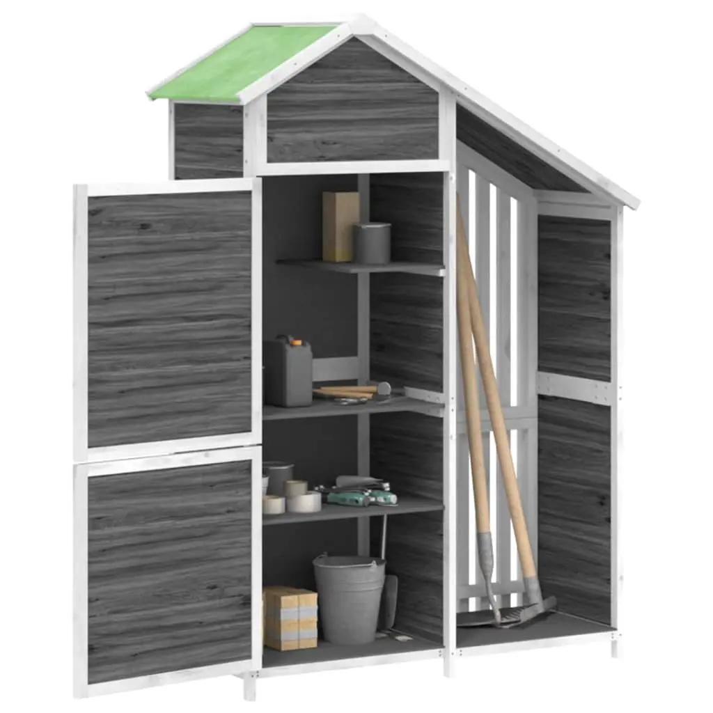 Grey Solid Wood Garden Tool Shed with Rainproof Roof