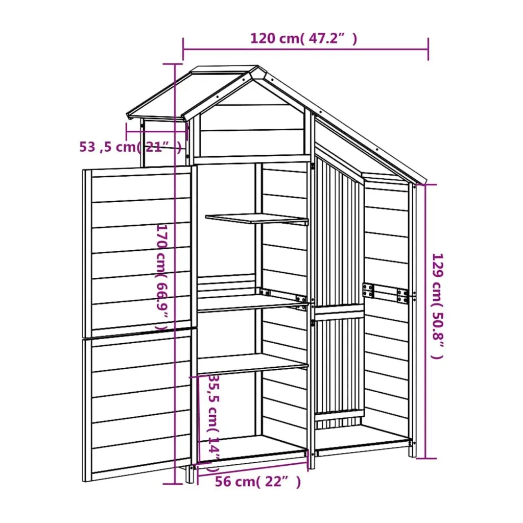 Grey Solid Wood Garden Tool Shed with Rainproof Roof