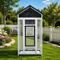 Premium Large Grey Bird House Aviary for Outdoors